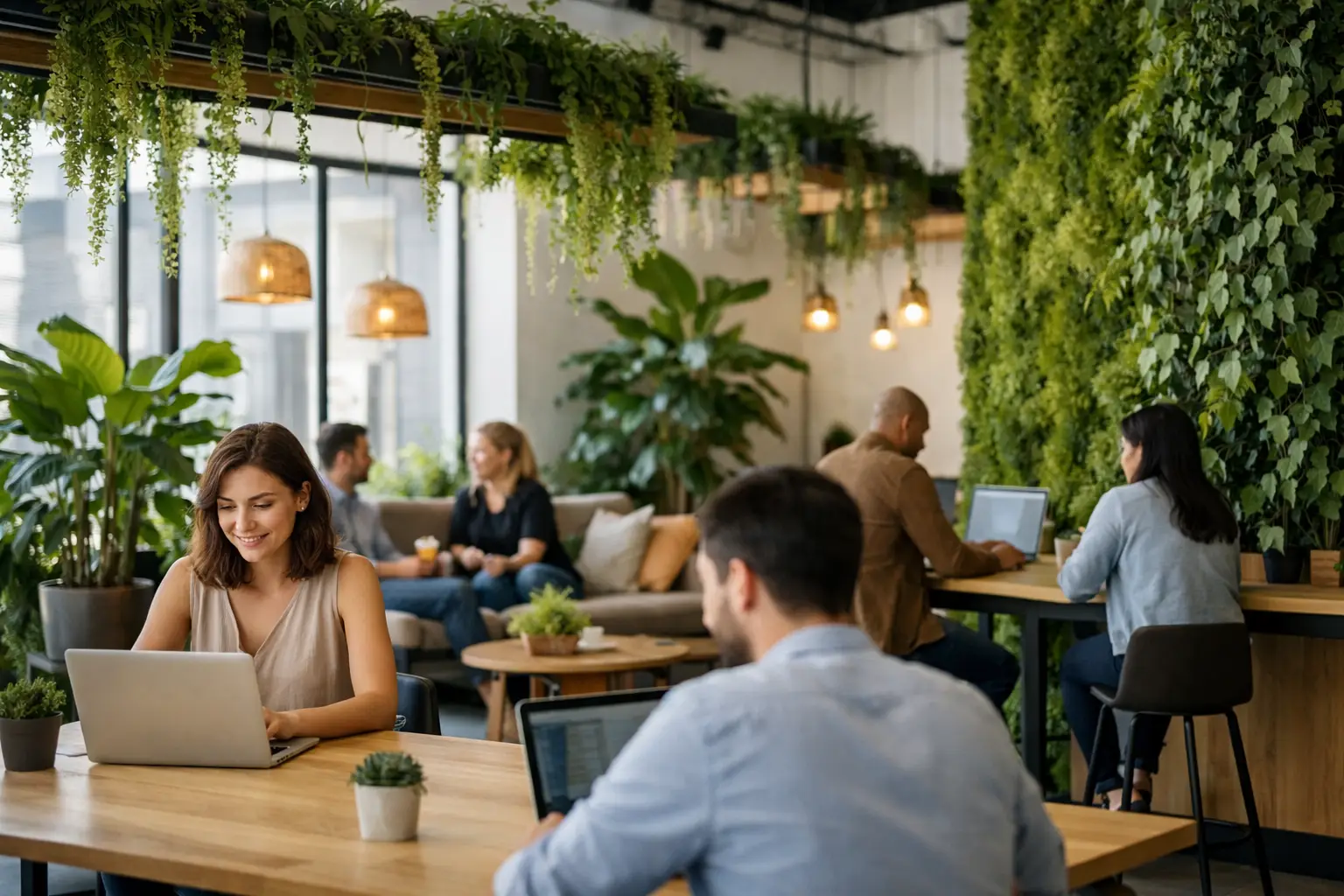 Ejemplos de biofilia en coworkings modernos