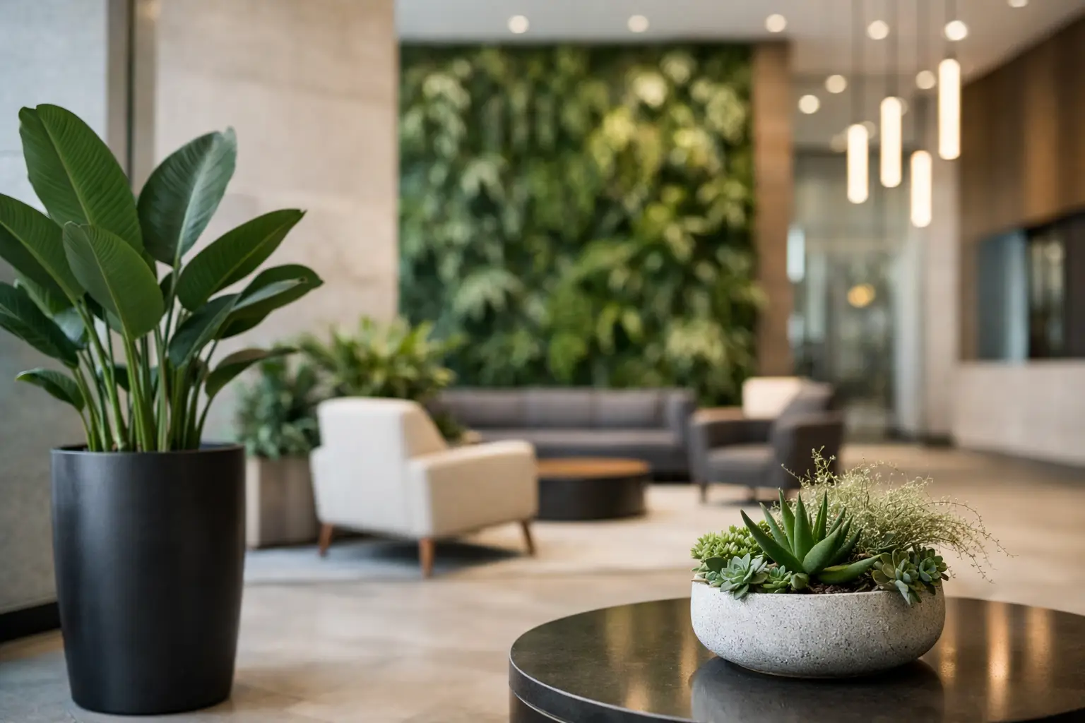 Cómo elegir vegetación para lobby corporativo