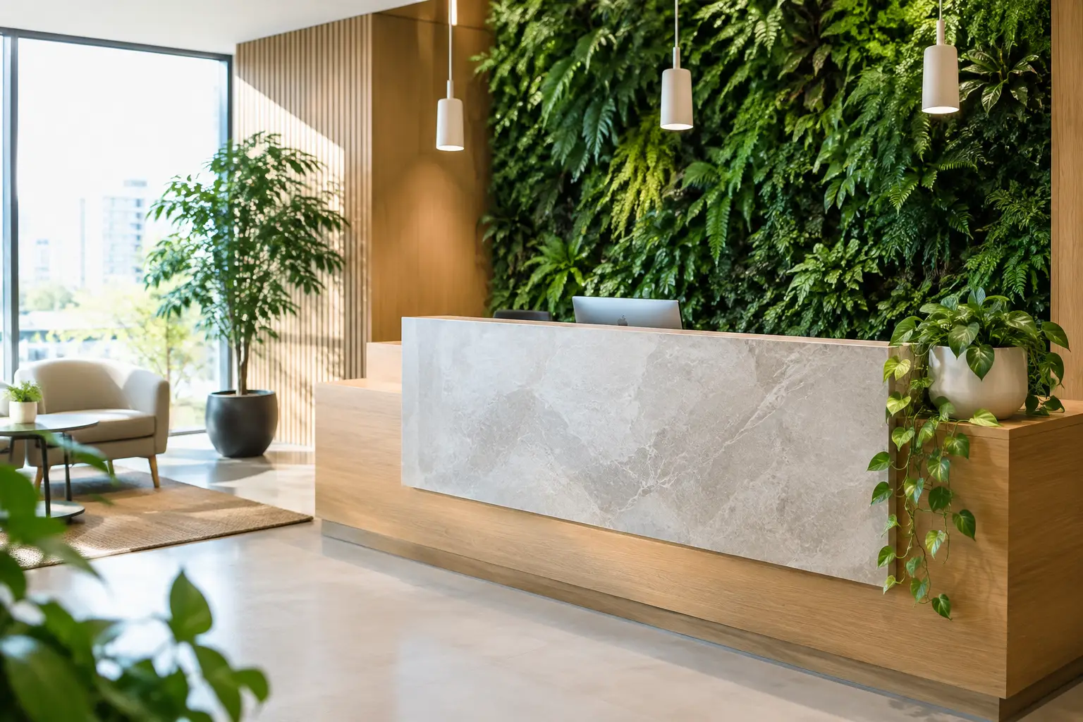 Mejores soluciones biofílicas para recepciones